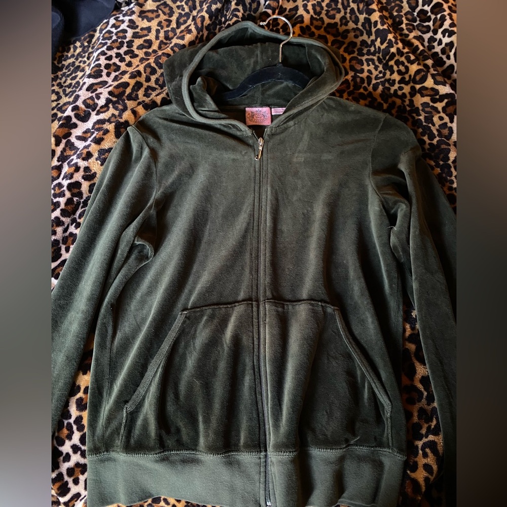 Juicy Couture Dark Green Velour Hoodie